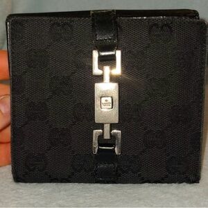 Gucci Jackie Bifold Wallet with Silver Hardware and Cool, Unusual Clasp